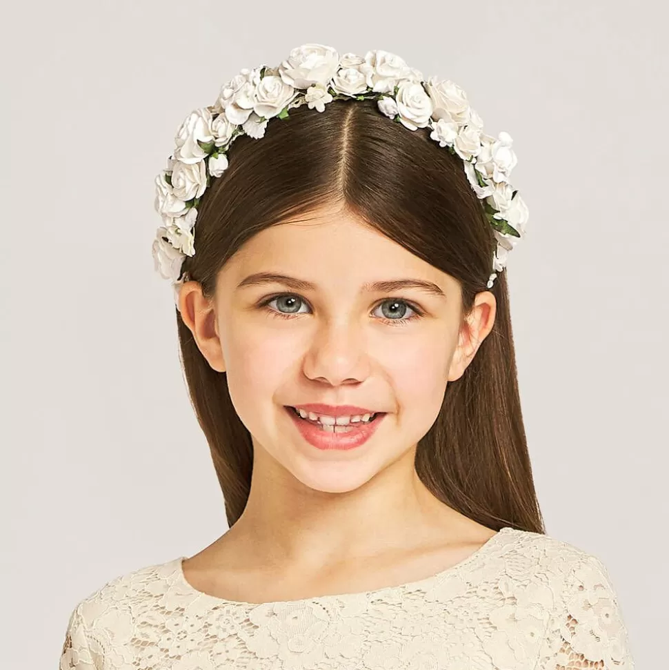 Sienna Likes To Party Girls Ivory Rose Garland^ Hair Accessories