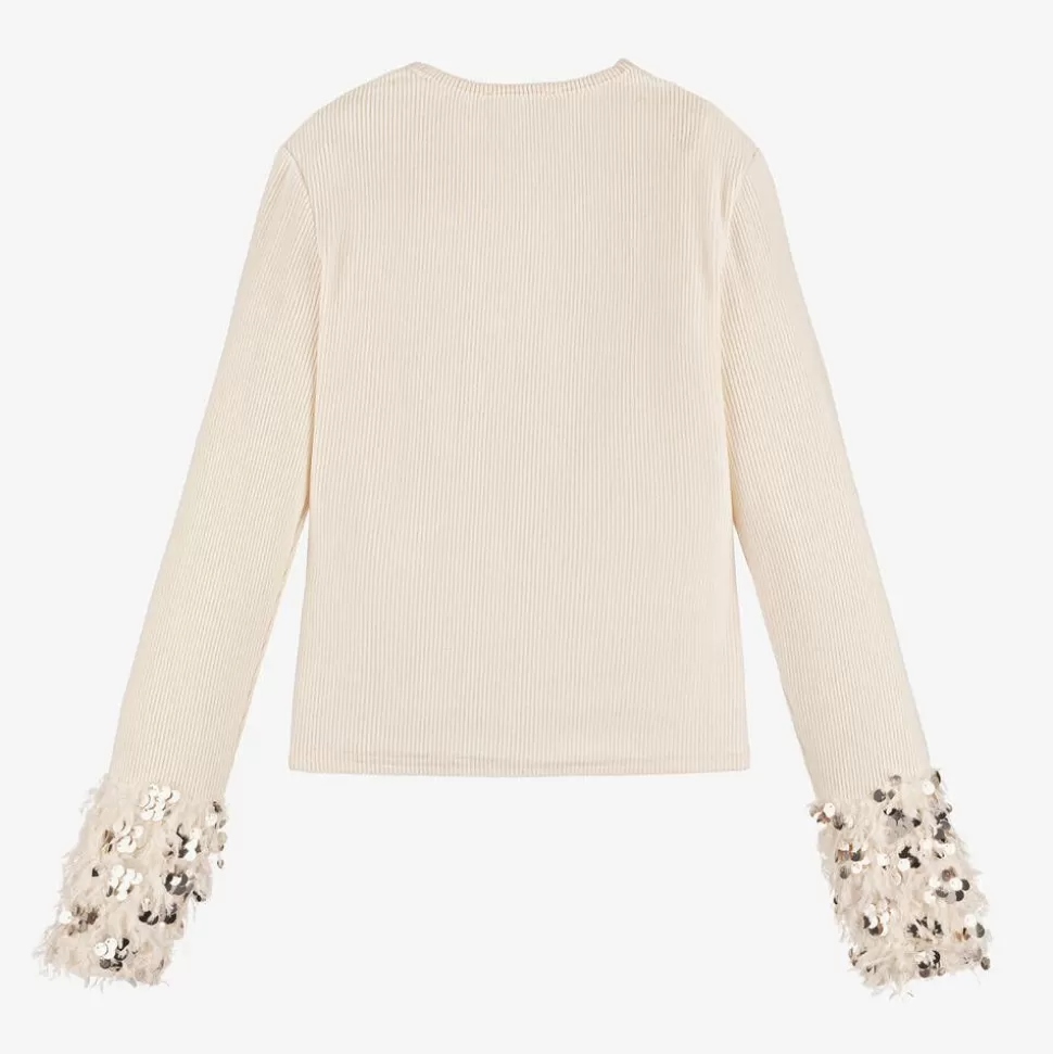 Fun amp; Fun Girls Ivory Sequin & Feather Top^ Tops