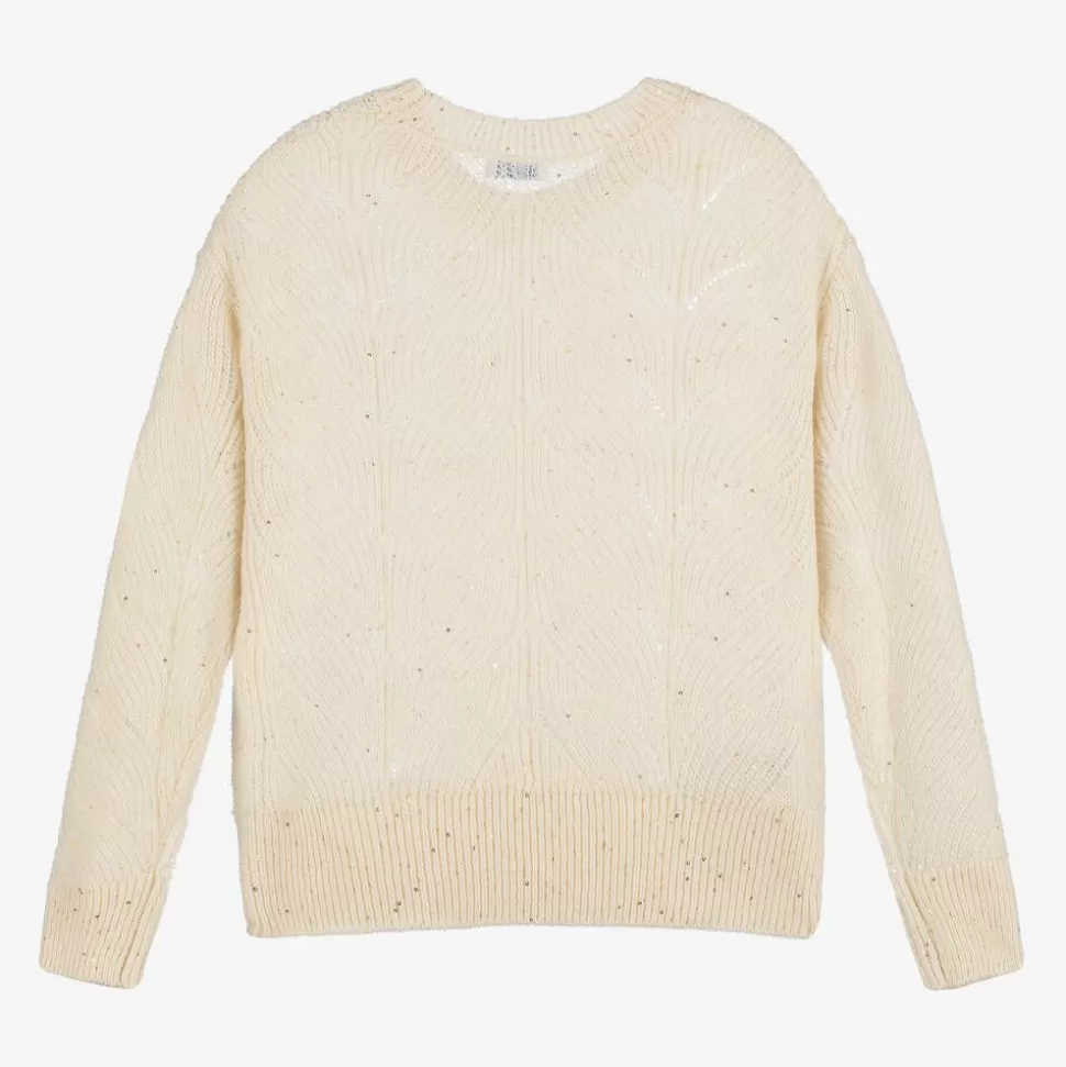 Mayoral Girls Ivory Sparkle Knit Sweater^ Tops