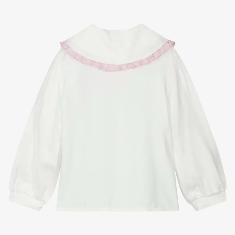 Monnalisa Girls Ivory Viscose Collared Blouse^ Tops
