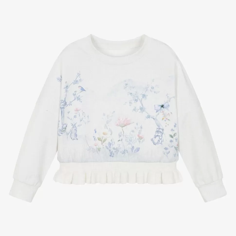 Lapin House Girls Ivory Woodland Print Cotton Sweatshirt^ Tops
