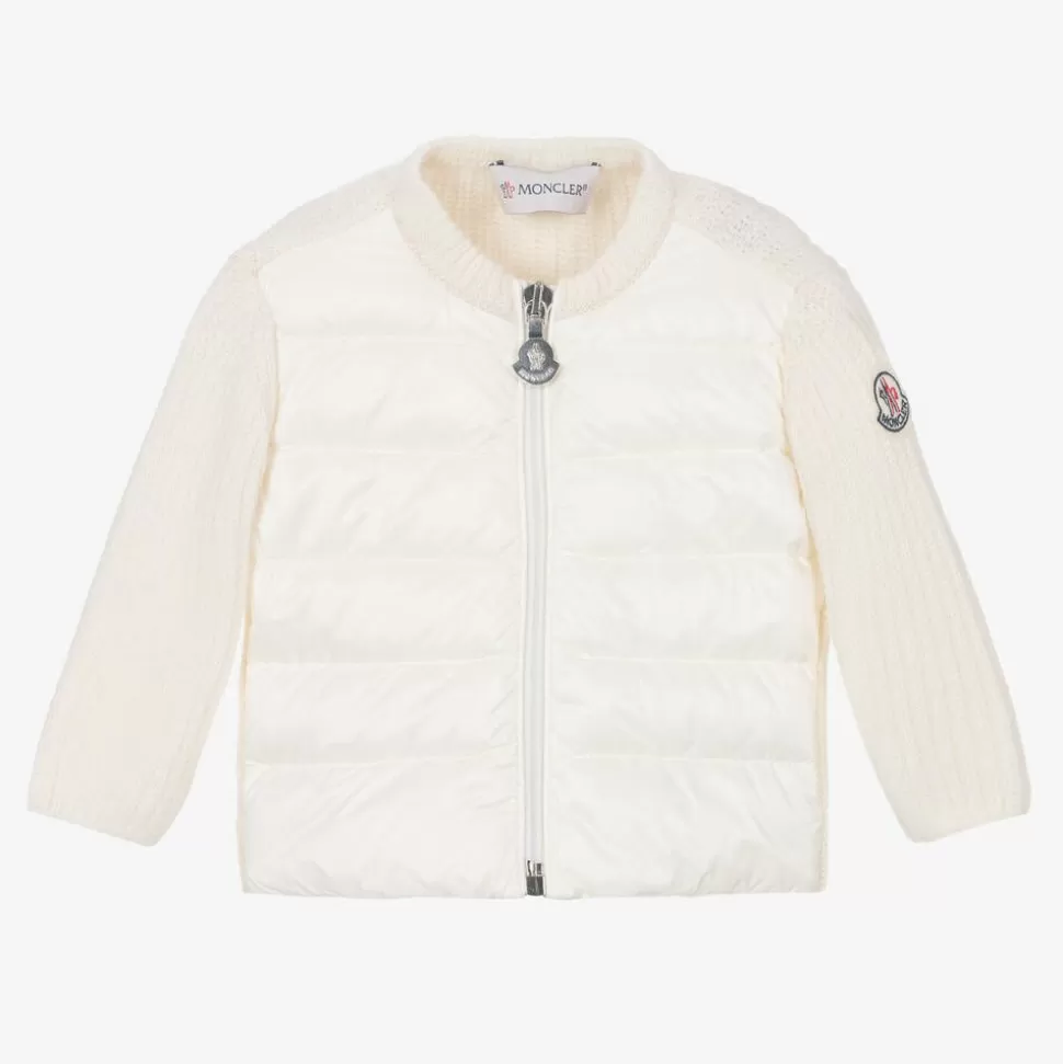 Moncler Enfant Girls Ivory Wool & Padded Cardigan^ Tops