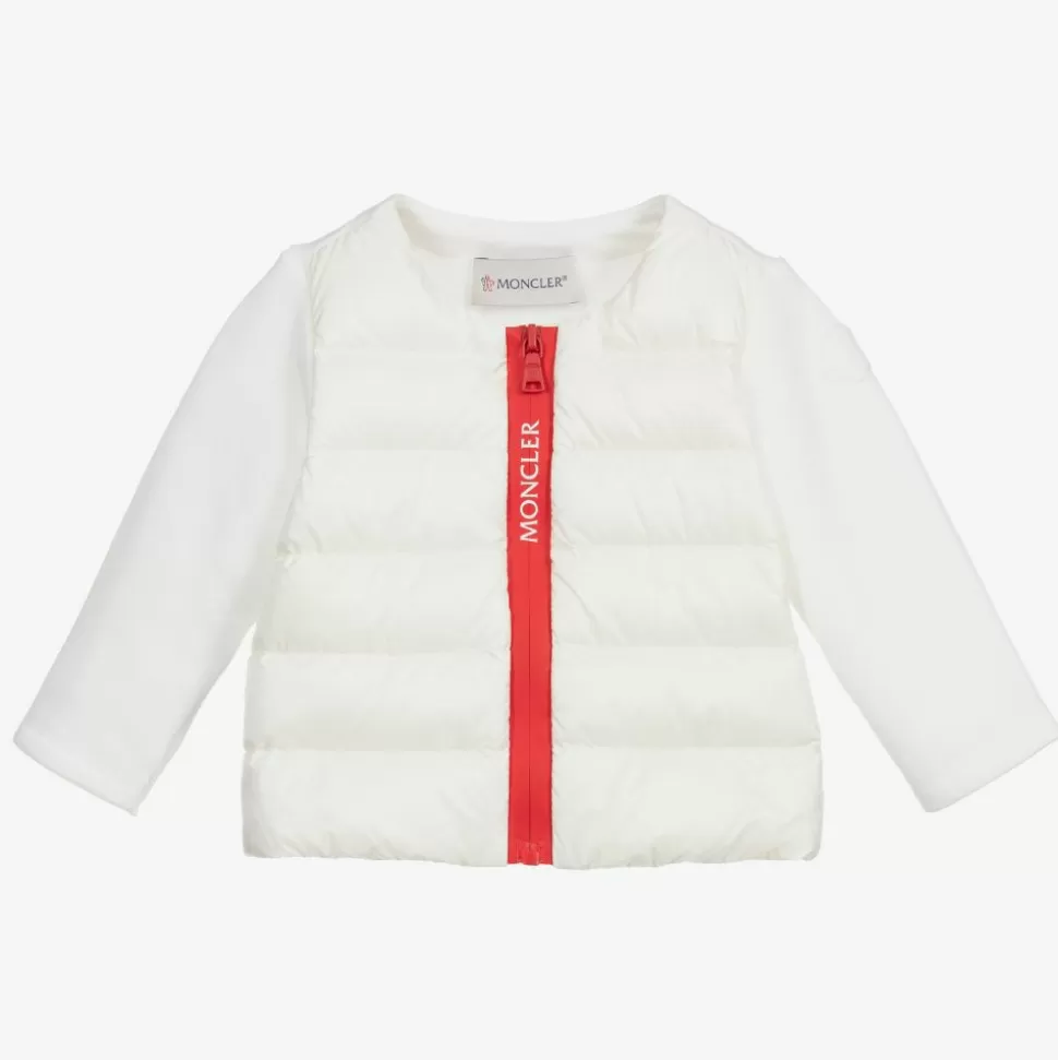 Moncler Enfant Girls Ivory Zip-Up Puffer Top^ Tops