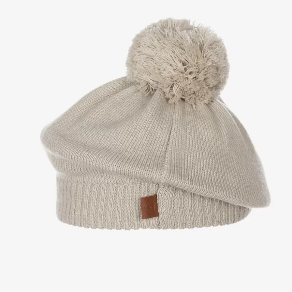 Elodie Girls Light Beige Knitted Wool Beret^ Hats