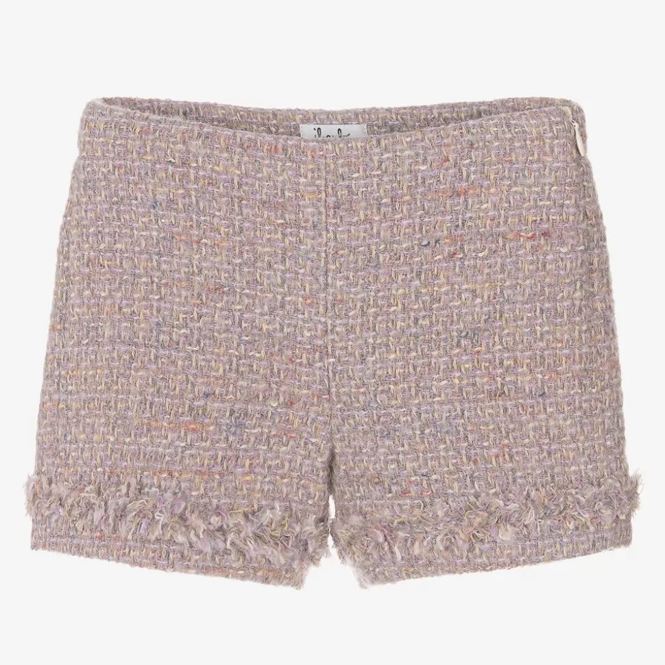 Il Gufo Girls Lilac Purple Wool Tweed Shorts^ Shorts