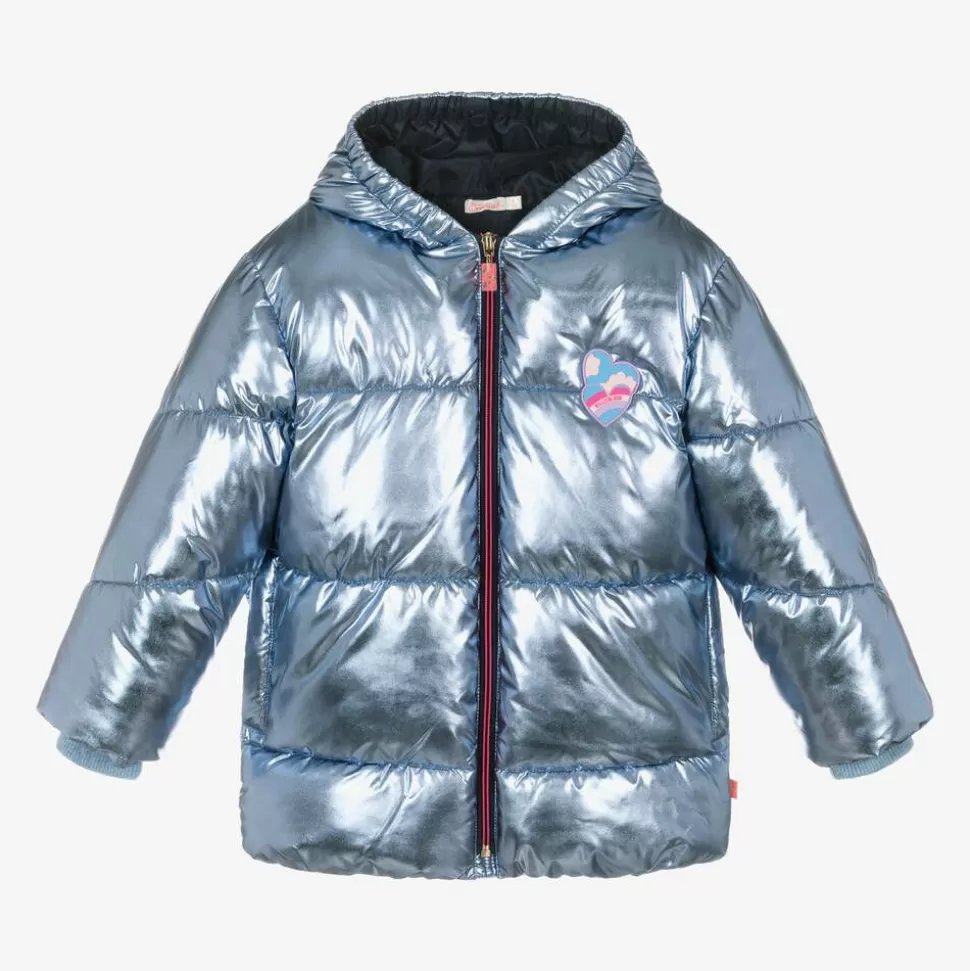 Billieblush Girls Metallic Blue Puffer Coat^ Coats & Jackets