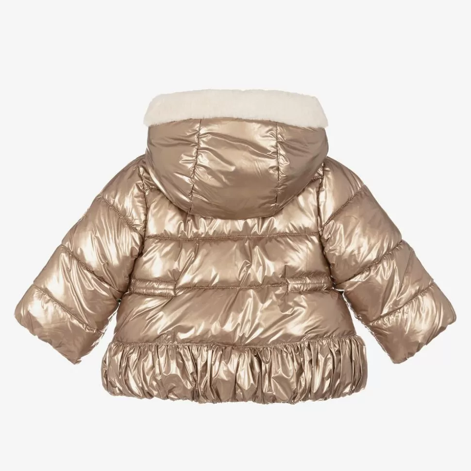 Mayoral Girls Metallic Gold Puffer Coat^ Coats & Jackets