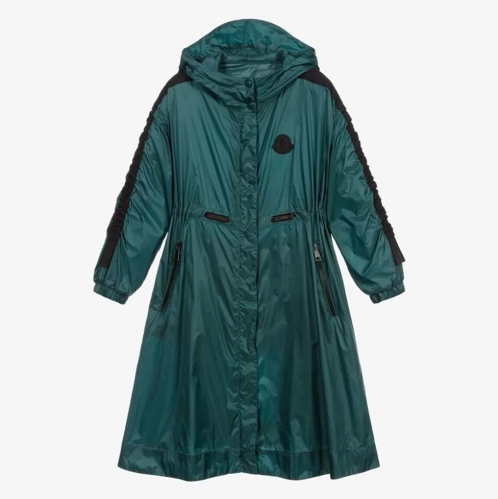 Moncler Enfant Girls Metallic Green Hooded Coat^ Coats & Jackets