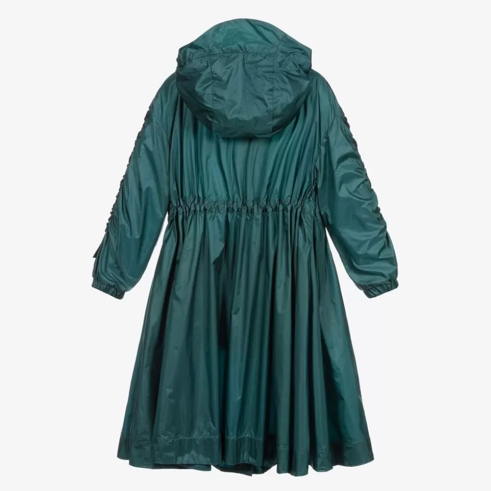 Moncler Enfant Girls Metallic Green Hooded Coat^ Coats & Jackets