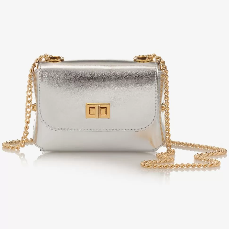 Zaccone Girls Metallic Silver Leather Bag (12cm)^ Bags