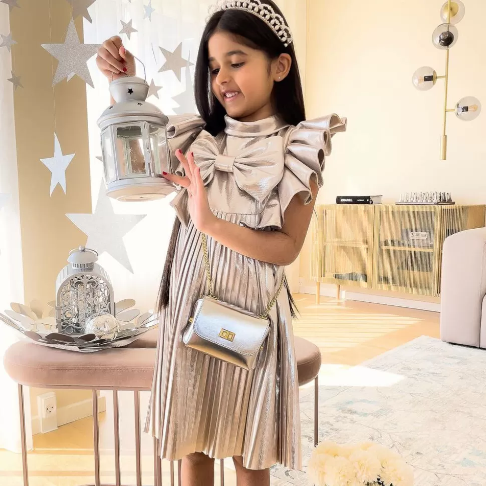 Zaccone Girls Metallic Silver Leather Bag (12cm)^ Bags