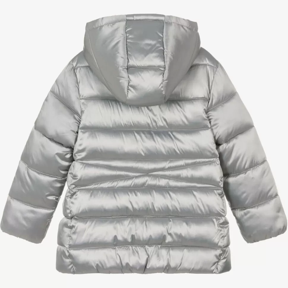 Mayoral Girls Metallic Silver Puffer Coat^ Coats & Jackets