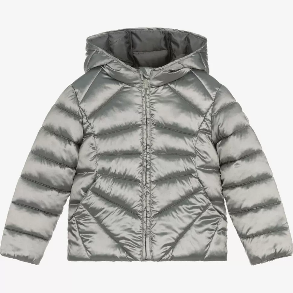 Mayoral Girls Metallic Silver Puffer Jacket^ Coats & Jackets