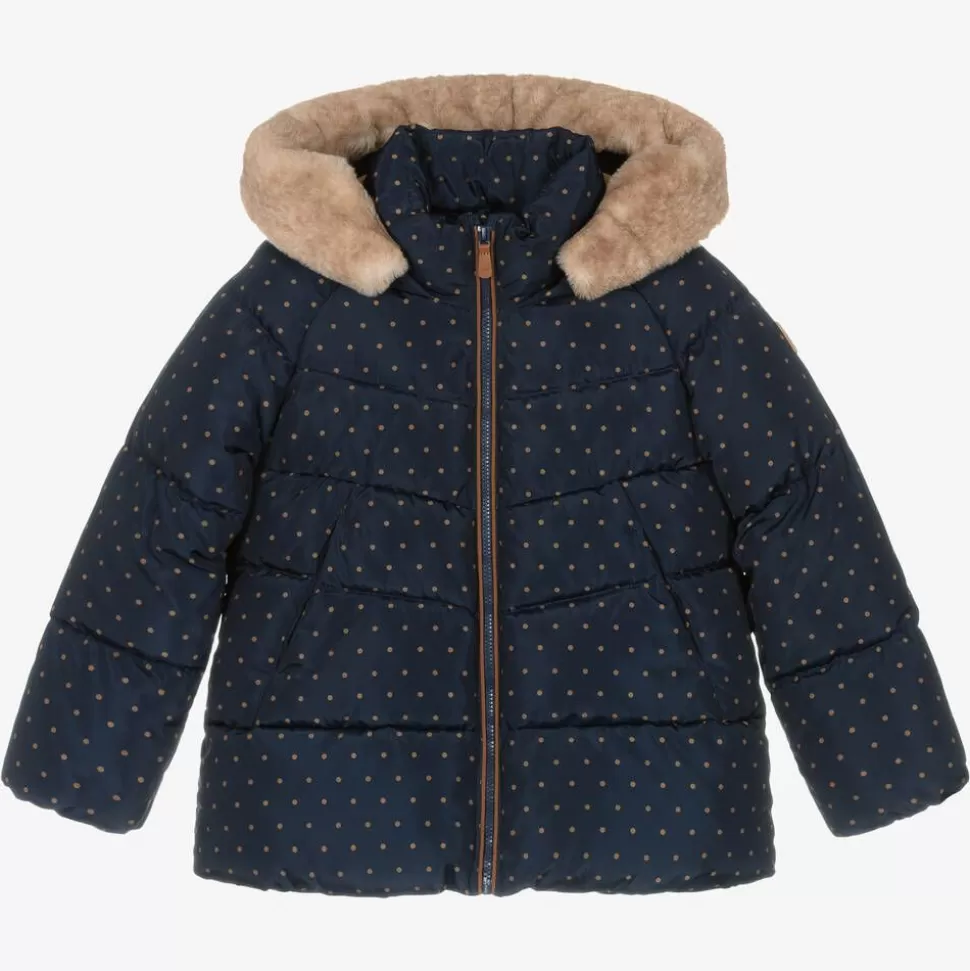 Mayoral Girls Navy Blue & Beige Puffer Jacket^ Coats & Jackets