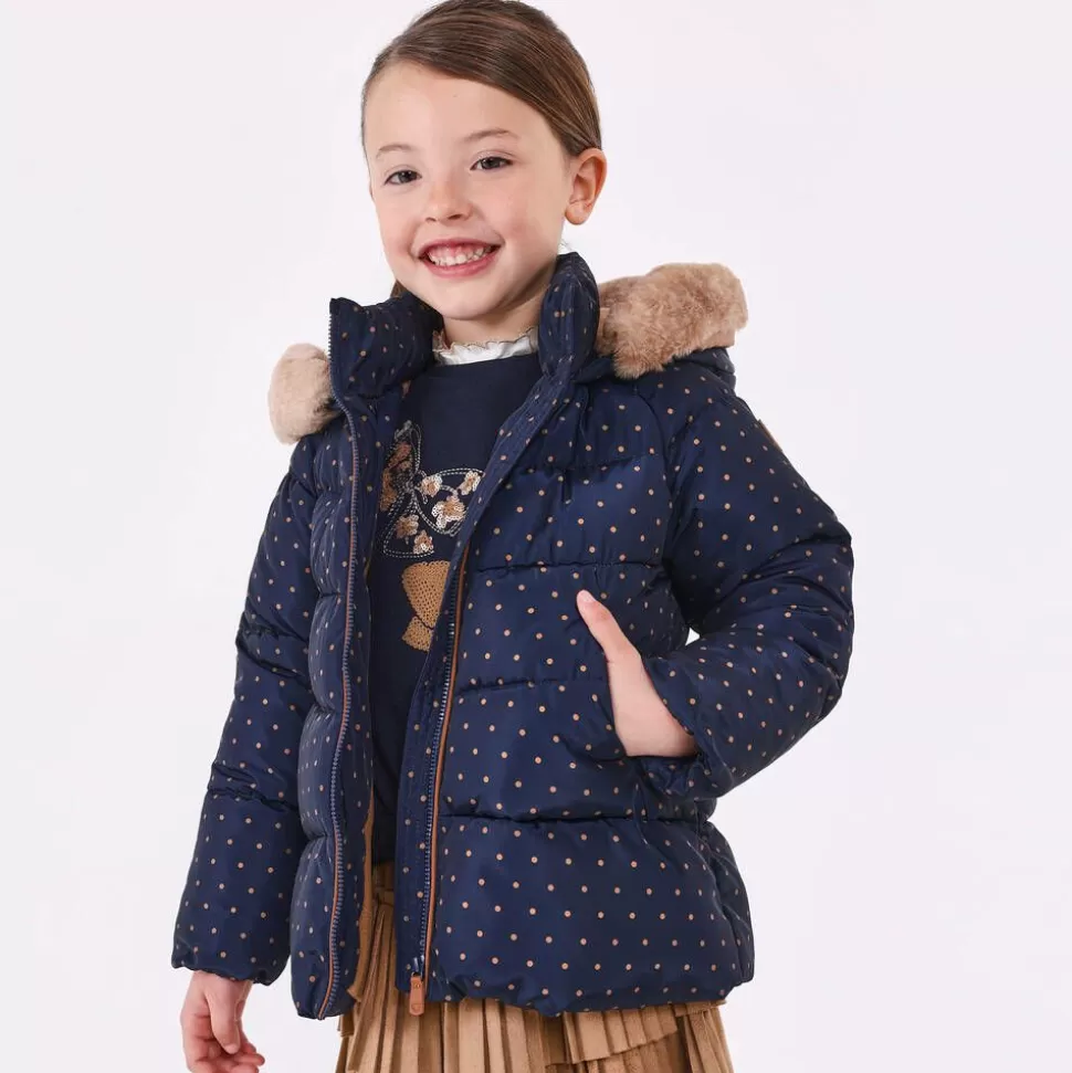 Mayoral Girls Navy Blue & Beige Puffer Jacket^ Coats & Jackets