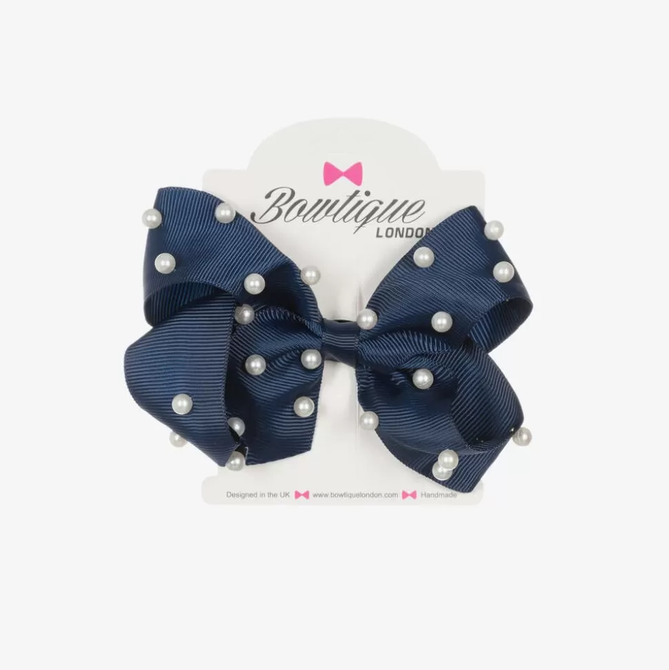 Bowtique London Girls Navy Blue Bow Hair Clip (11cm)^ Hair Accessories