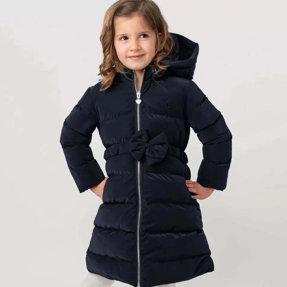 Caramelo Kids Girls Navy Blue Bow Puffer Coat^ Coats & Jackets