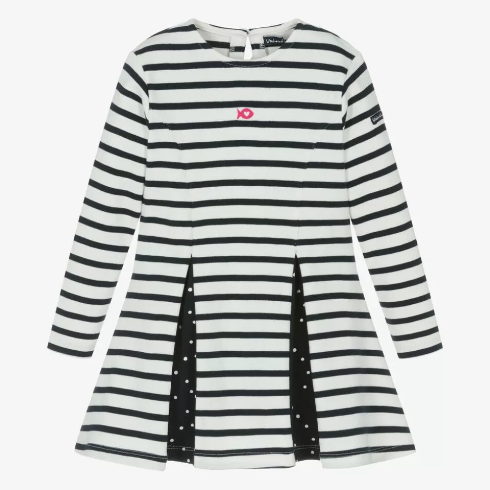 Week-end à la mer Girls Navy Blue Breton Stripe Cotton Dress^ Dresses