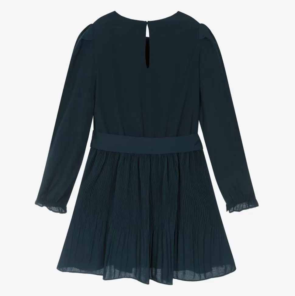 Mayoral Girls Navy Blue Chiffon Pleated Dress^ Dresses