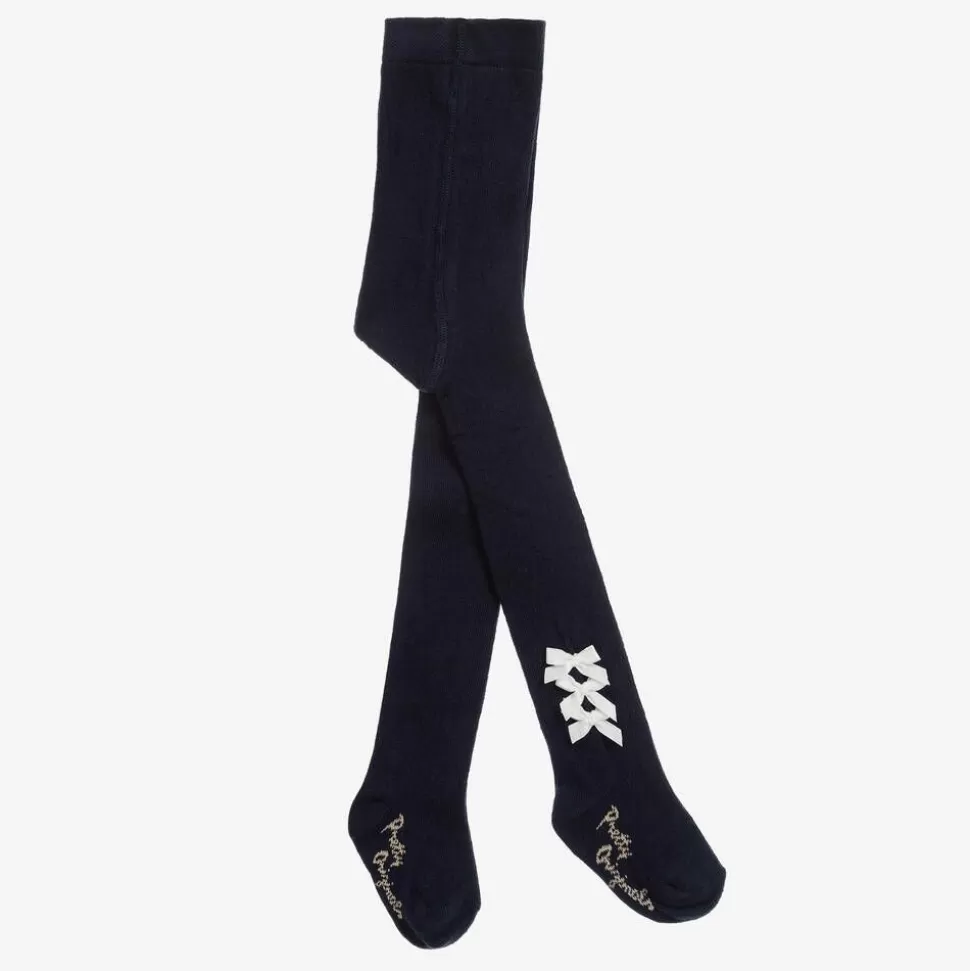 Pretty Originals Girls Navy Blue Cotton Bow Tights^ Tights