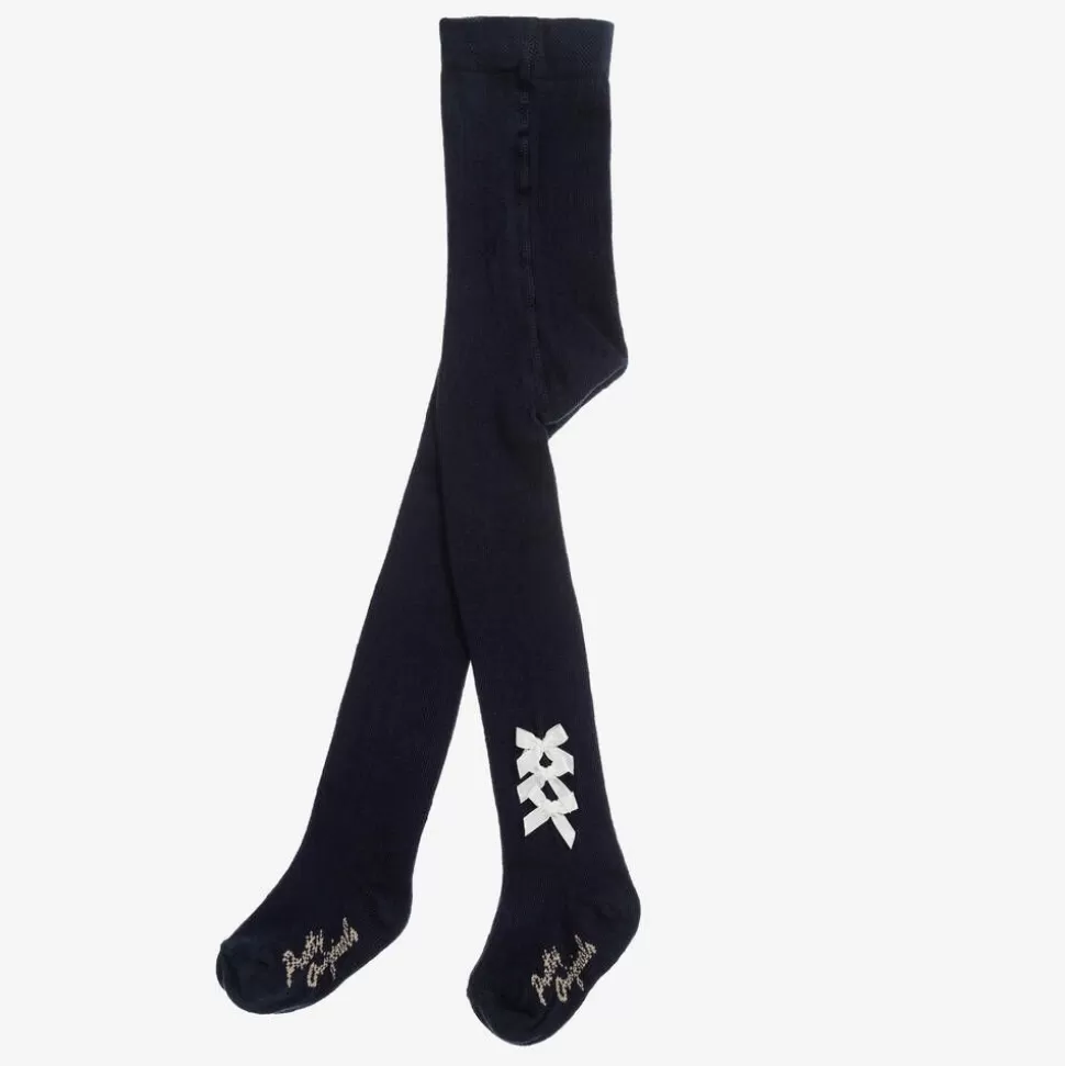 Pretty Originals Girls Navy Blue Cotton Bow Tights^ Tights