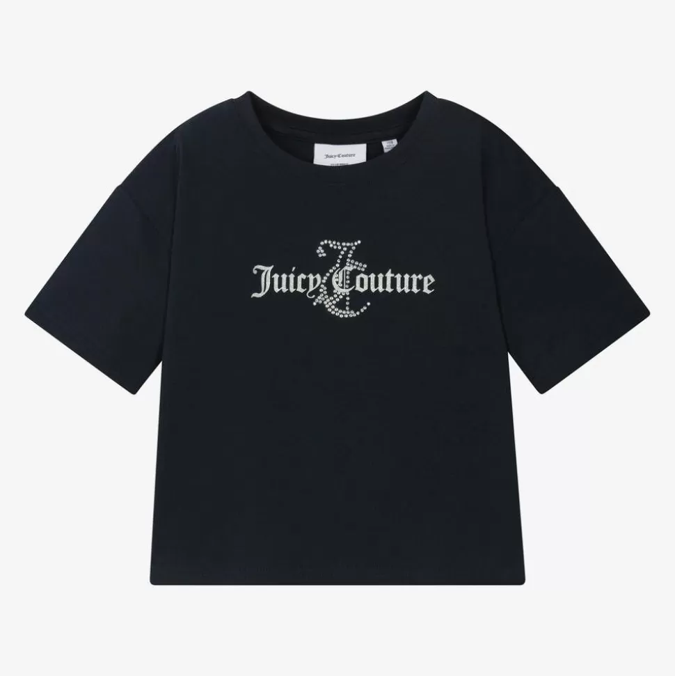 Juicy Couture Girls Navy Blue Cotton Boxy Fit T-Shirt^ Tops