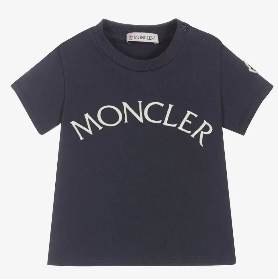 Moncler Enfant Girls Navy Blue Cotton Logo T-Shirt^ Tops