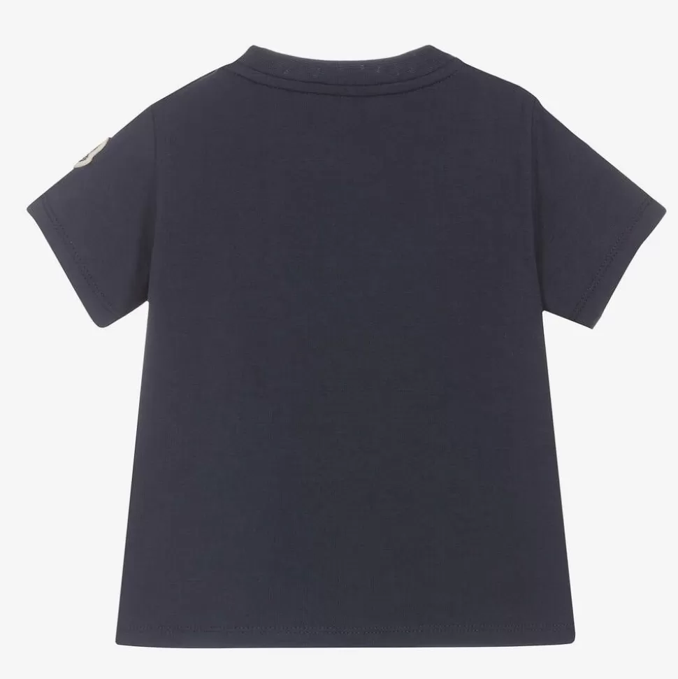 Moncler Enfant Girls Navy Blue Cotton Logo T-Shirt^ Tops