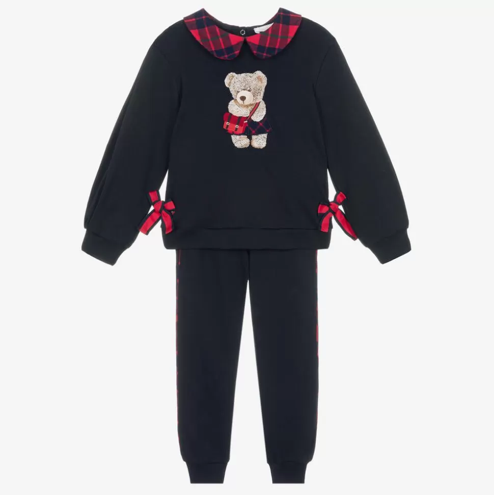 Patachou Girls Navy Blue Cotton Teddy Tracksuit^ Tracksuits