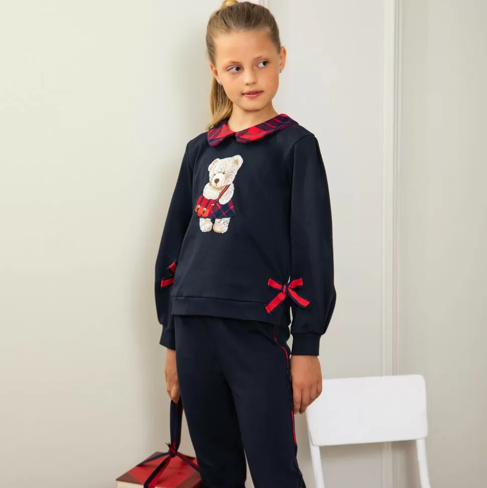 Patachou Girls Navy Blue Cotton Teddy Tracksuit^ Tracksuits