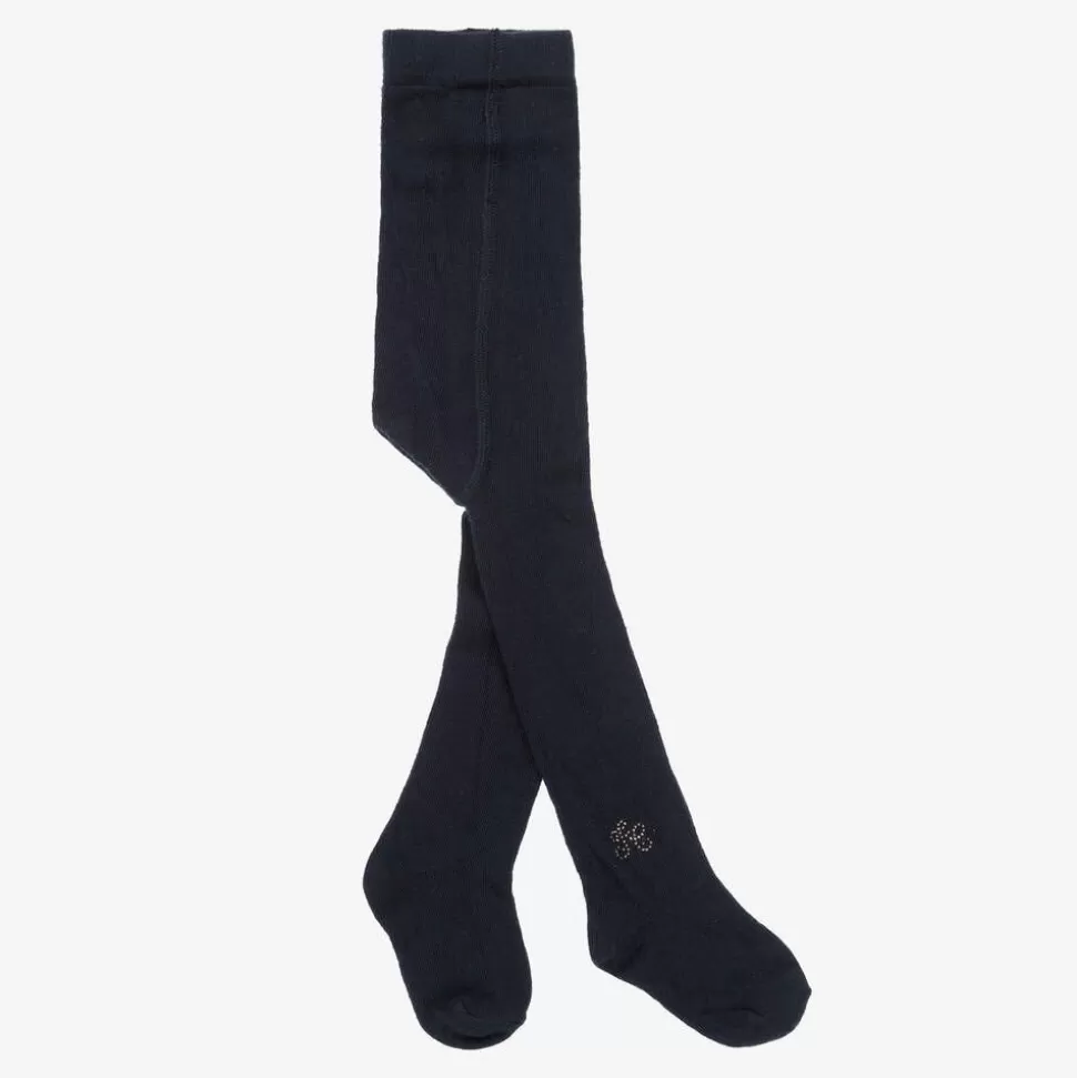 Tartine et Chocolat Girls Navy Blue Cotton Tights^ Tights