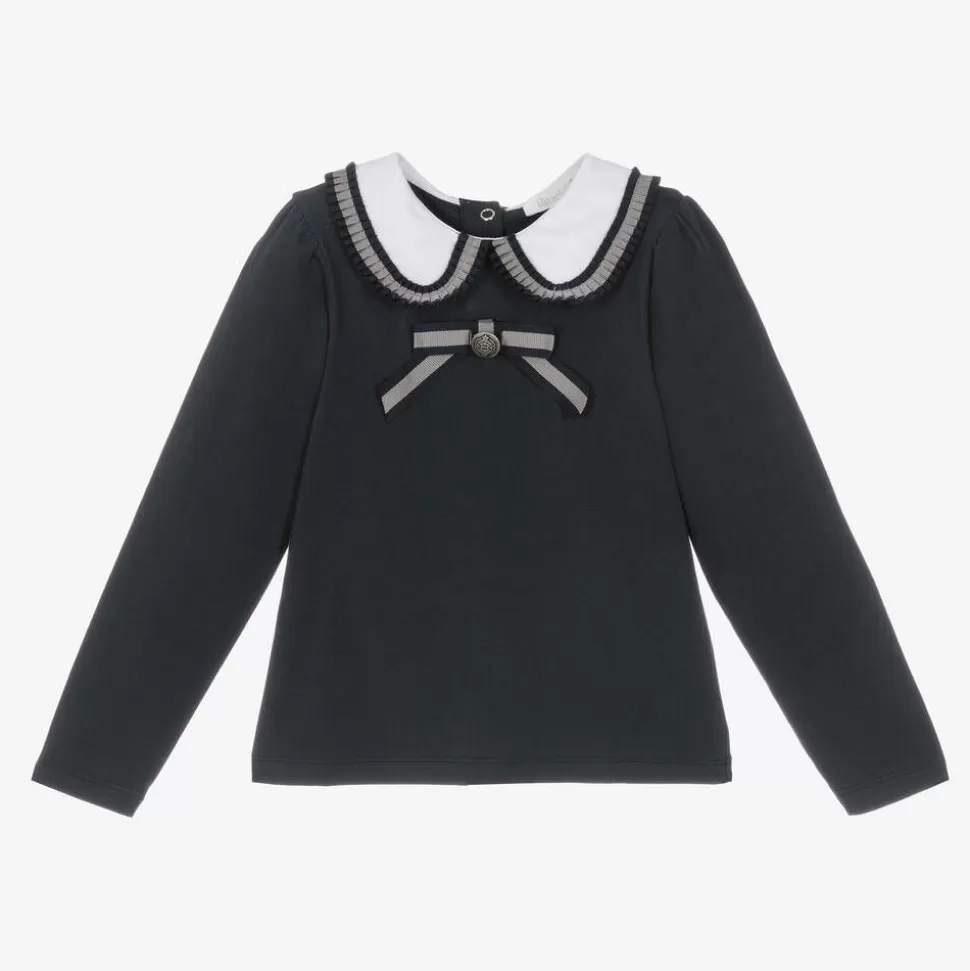 Patachou Girls Navy Blue Cotton Top^ Tops