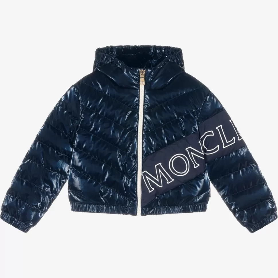Moncler Enfant Girls Navy Blue Down Padded Puffer Jacket^ Coats & Jackets
