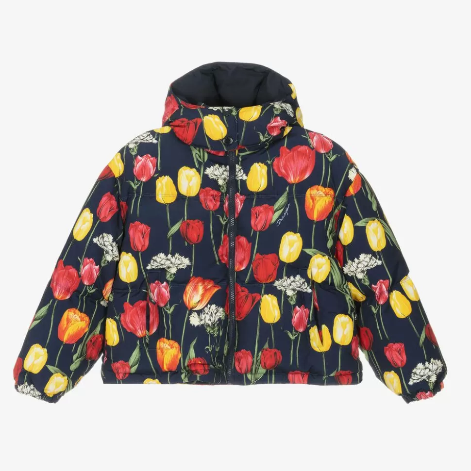 Dolce amp; Gabbana Girls Navy Blue Down Padded Tulip Jacket^ Coats & Jackets