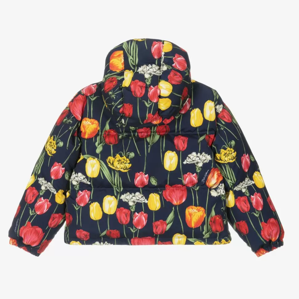 Dolce amp; Gabbana Girls Navy Blue Down Padded Tulip Jacket^ Coats & Jackets
