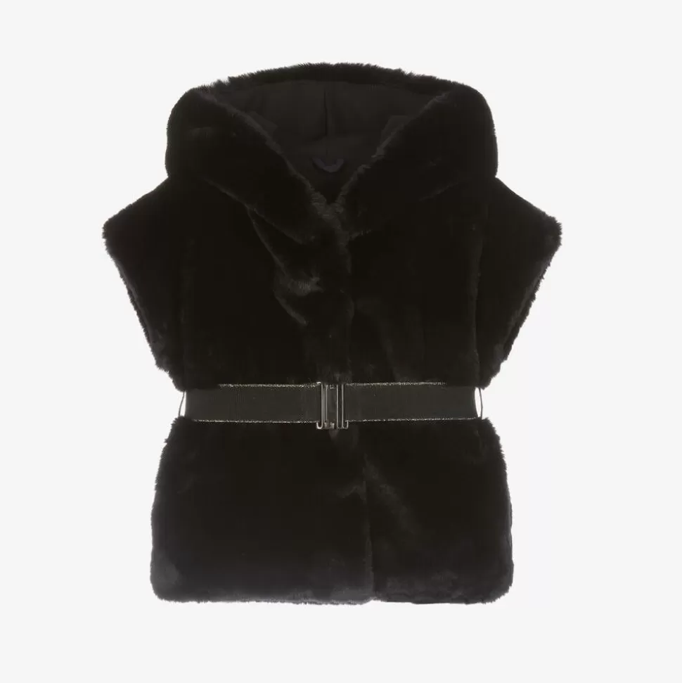 Lapin House Girls Navy Blue Faux Fur Hooded Gilet^ Coats & Jackets