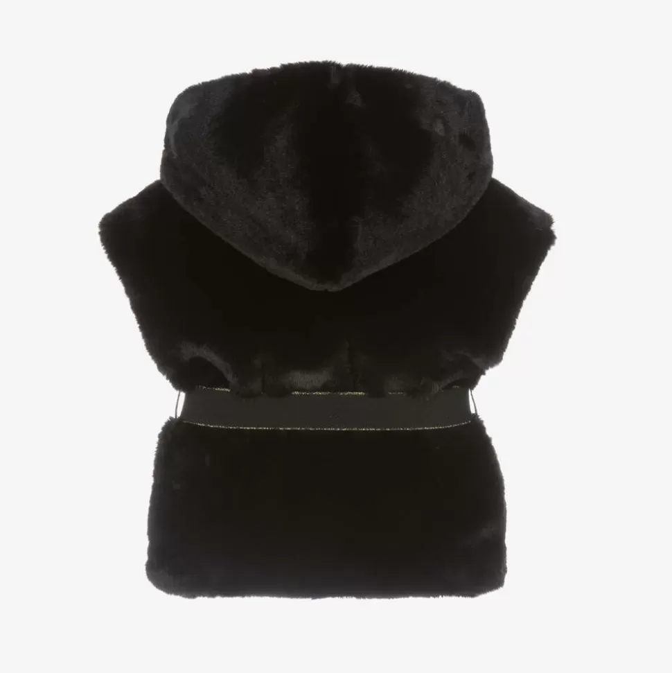 Lapin House Girls Navy Blue Faux Fur Hooded Gilet^ Coats & Jackets