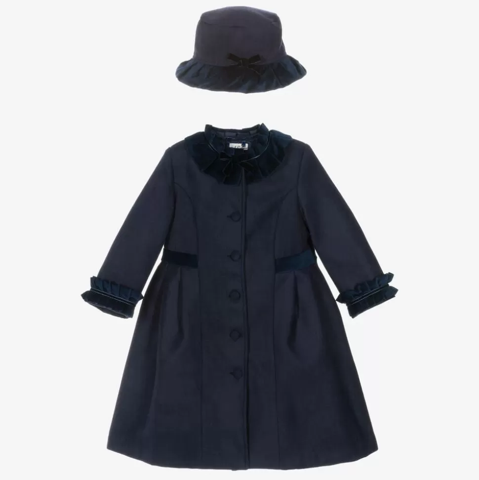 Sarah Louise Girls Navy Blue Felted Hat & Coat Set^ Coats & Jackets