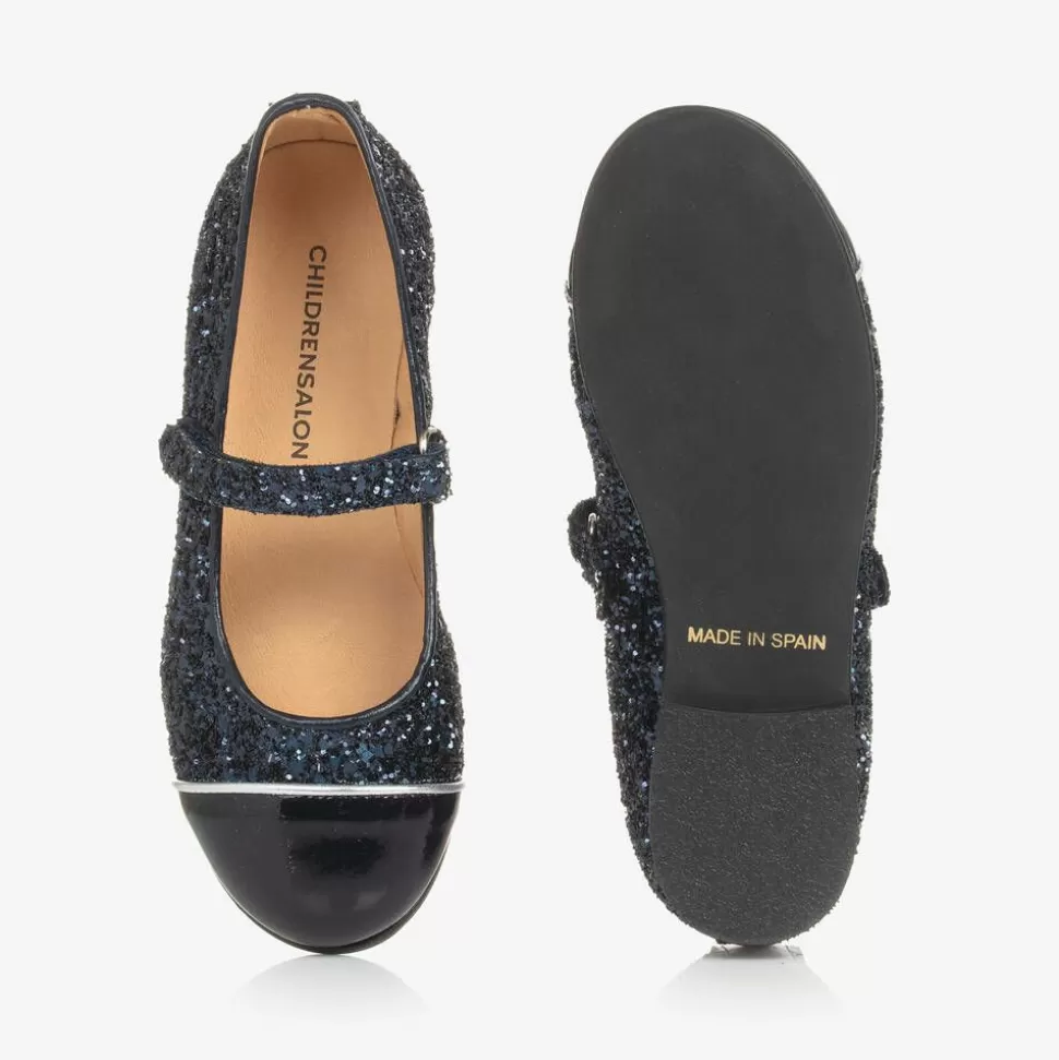 Childrensalon Occasions Girls Navy Blue Glittery Mary Jane Shoes^ Bar Shoes | Bar Shoes