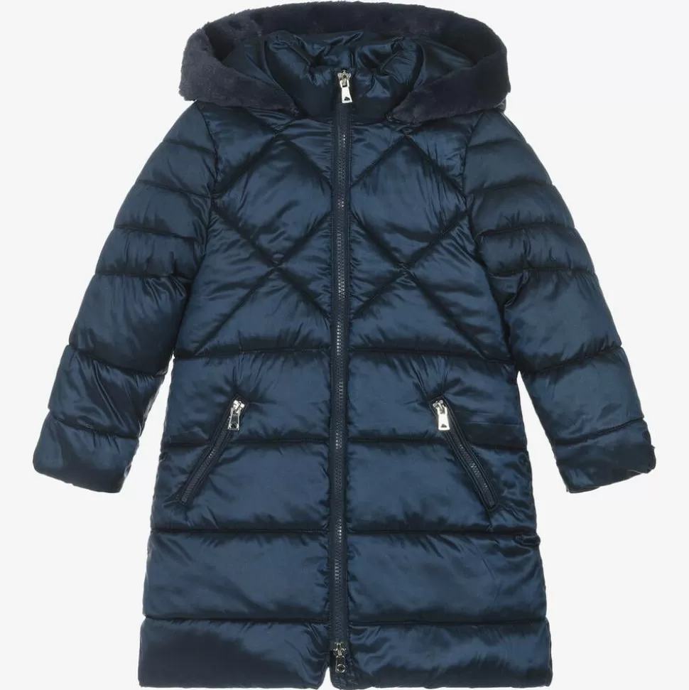 Mayoral Girls Navy Blue Hooded Puffer Coat^ Coats & Jackets