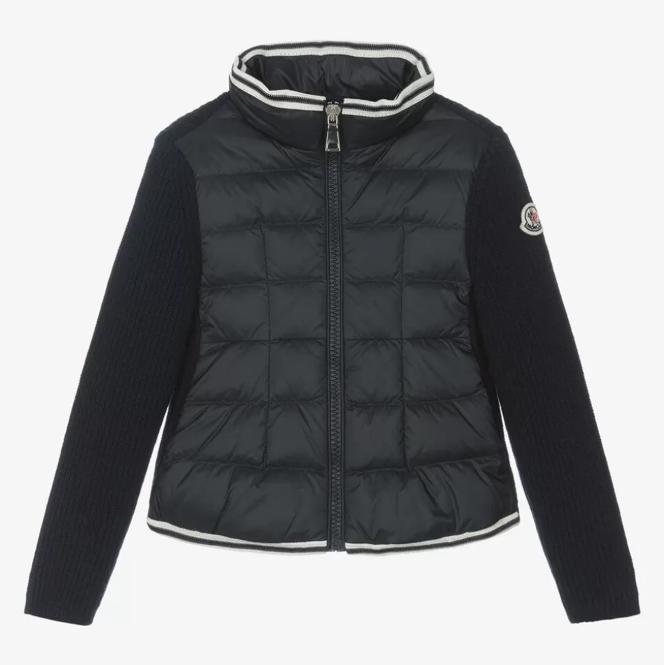 Moncler Enfant Girls Navy Blue Padded Down & Wool Jacket^ Coats & Jackets