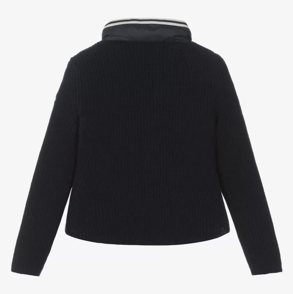 Moncler Enfant Girls Navy Blue Padded Down & Wool Jacket^ Coats & Jackets