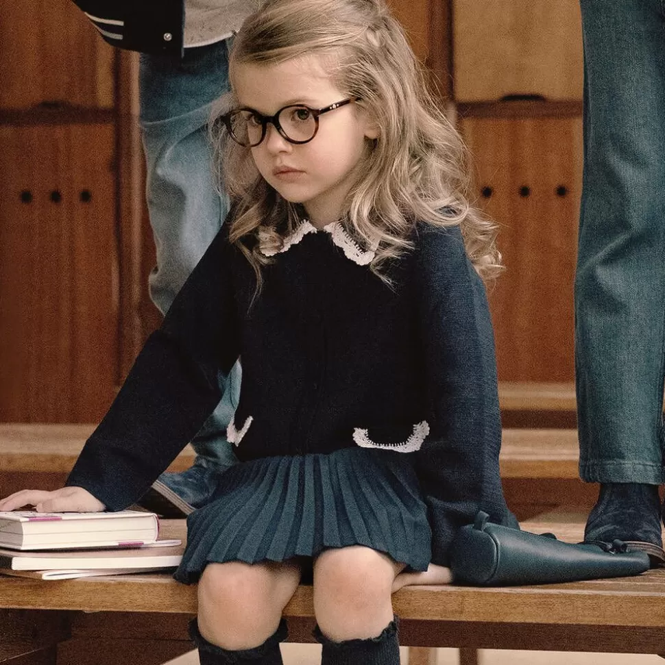 Tartine et Chocolat Girls Navy Blue Pleated Skirt^ Skirts