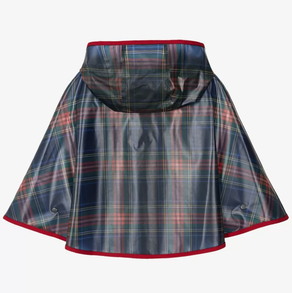 Dolce amp; Gabbana Girls Navy Blue Tartan Rain Cape^ Coats & Jackets