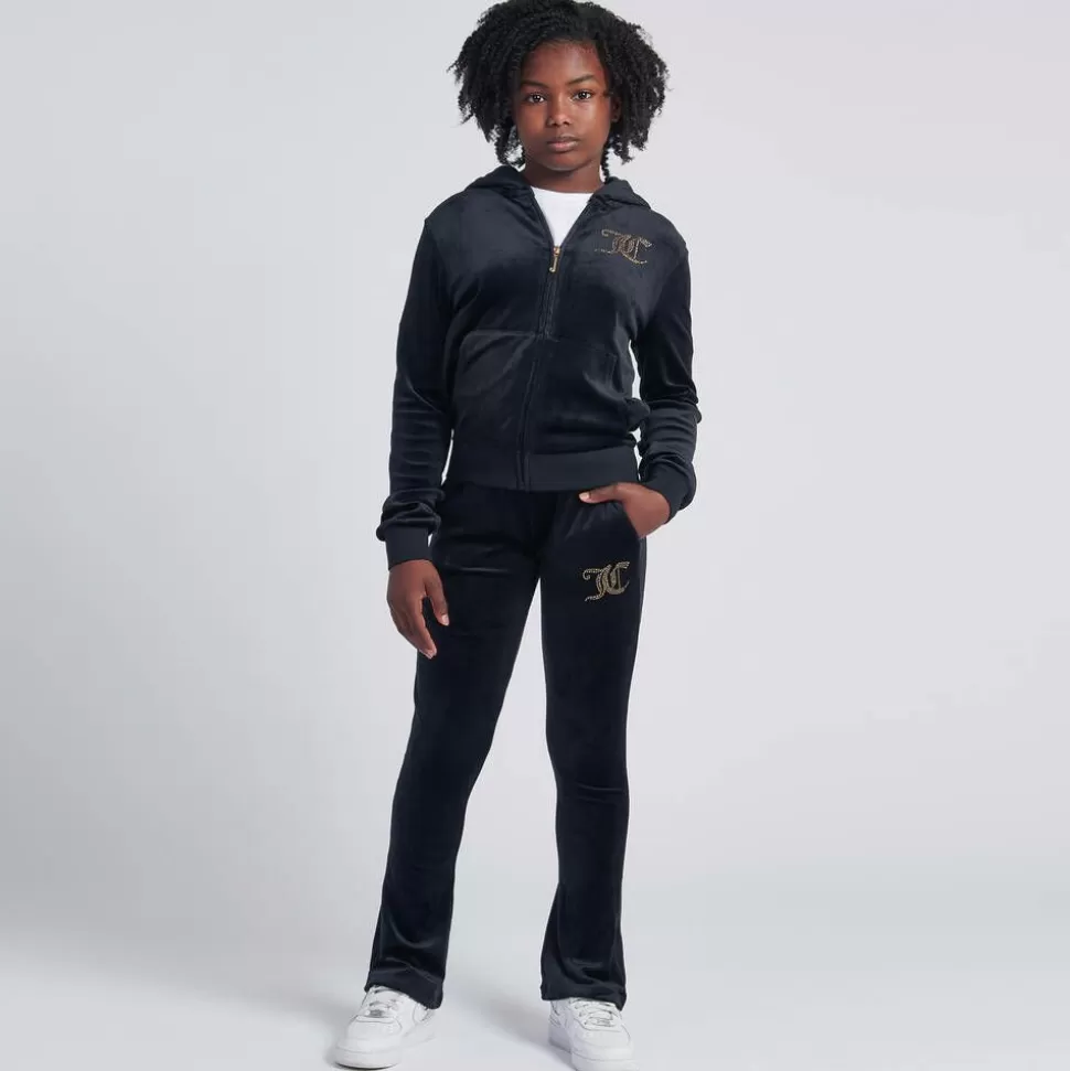 Juicy Couture Girls Navy Blue Velour Diamanté Zip-Up Top^ Tops