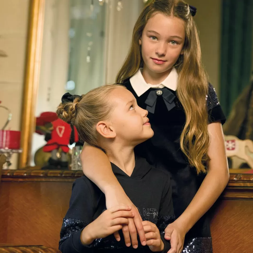 Lapin House Girls Navy Blue Velvet & Sequin Dress^ Dresses