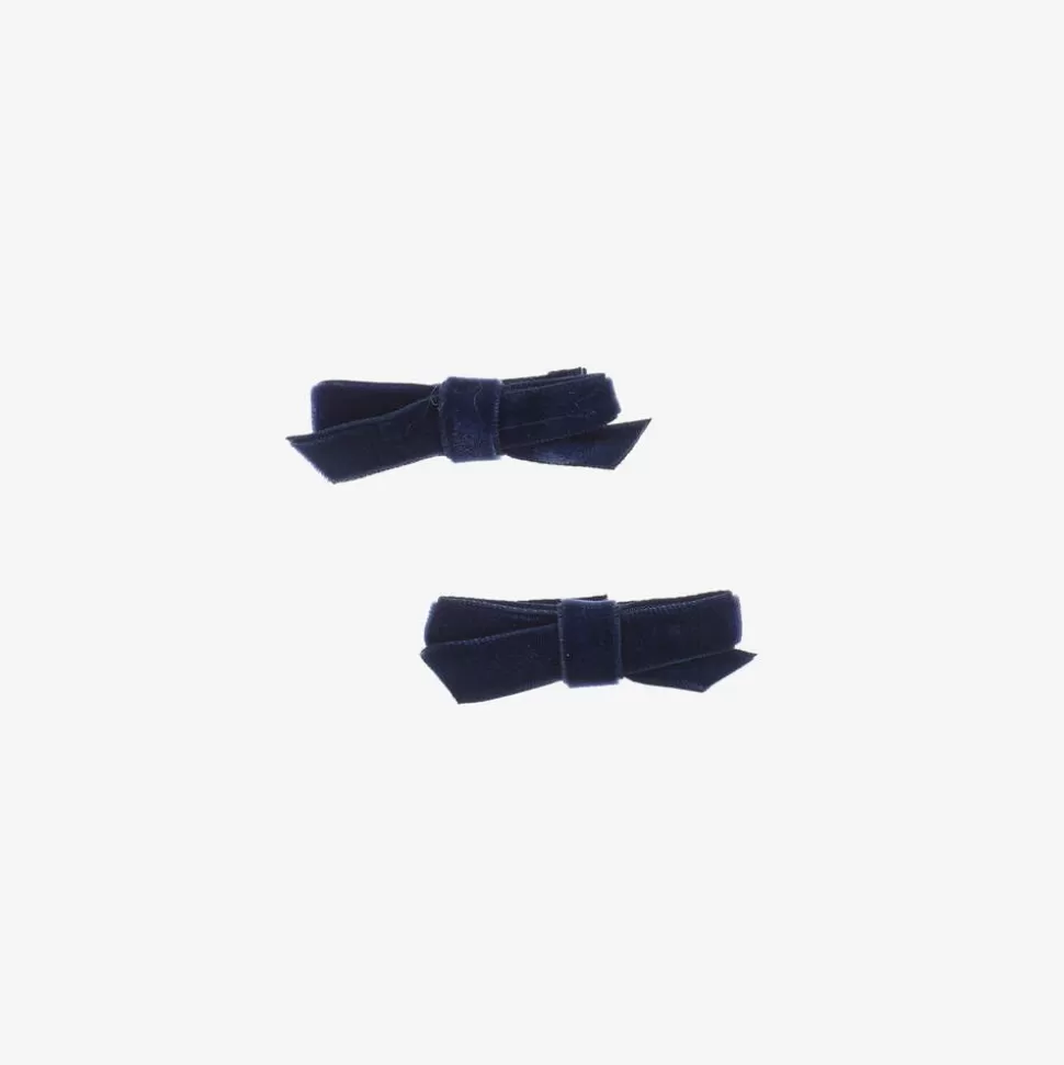Bowtique London Girls Navy Blue Velvet Bow Hair Clips (2 Pack)^ Hair Accessories