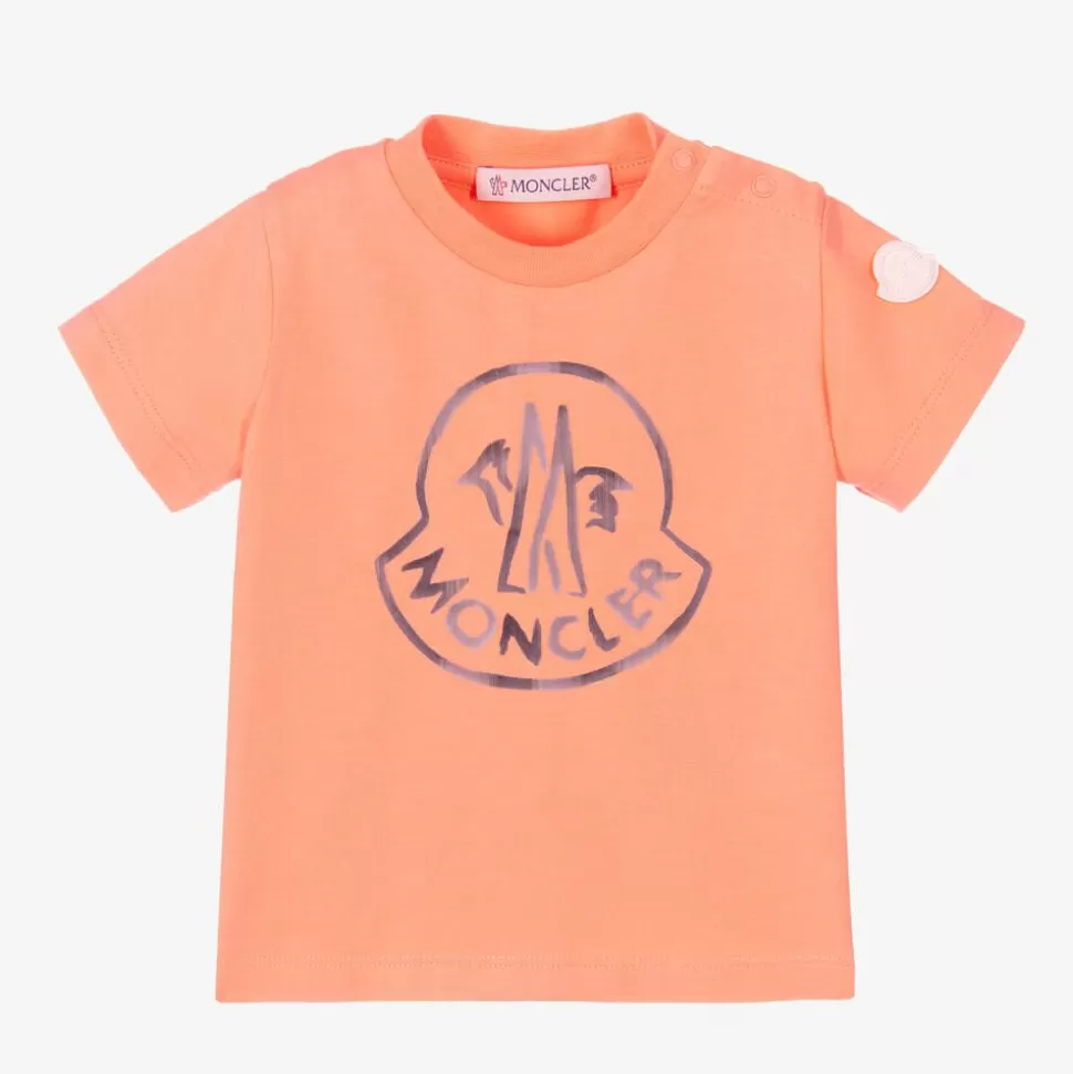Moncler Enfant Girls Orange Cotton Logo T-Shirt^ Tops