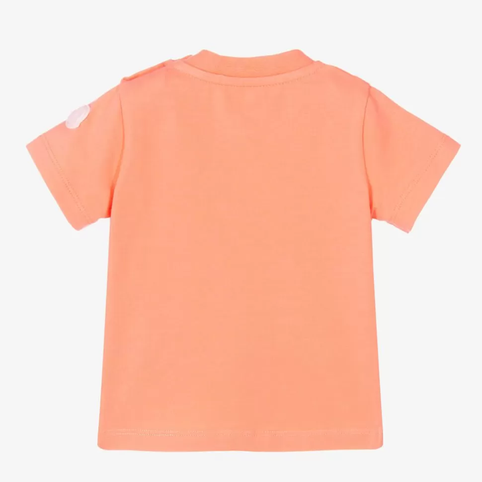 Moncler Enfant Girls Orange Cotton Logo T-Shirt^ Tops