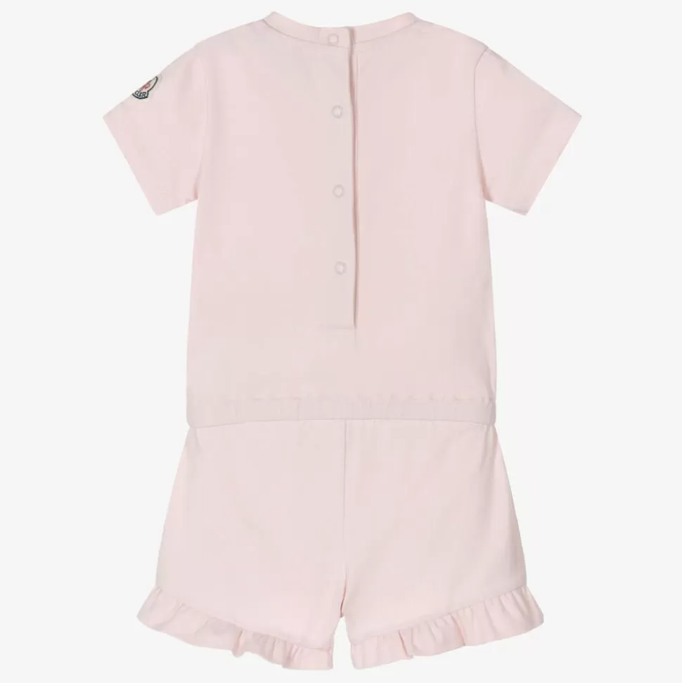 Moncler Enfant Girls Pale Pink Cotton Playsuit^ Shorts